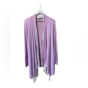 🟣Pretty Young Thing Layered Duster - Purple, Gray & White Stripe - XL